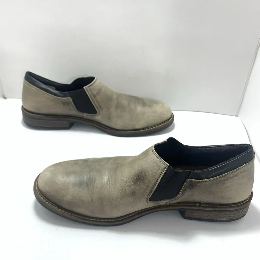 Naot Men’s Director Slip On Leather Gray Black Shoes Size 12-12.5 US